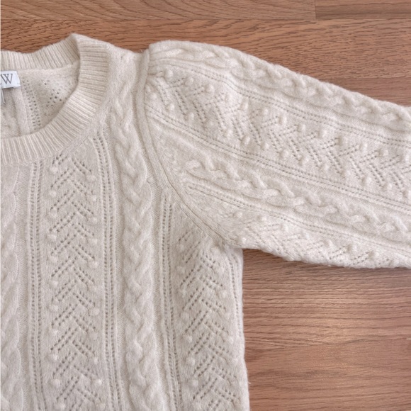J crew women xs Wool Alcapa blend cable knit crewneck sweater bubble sleeve - Picture 3 of 10